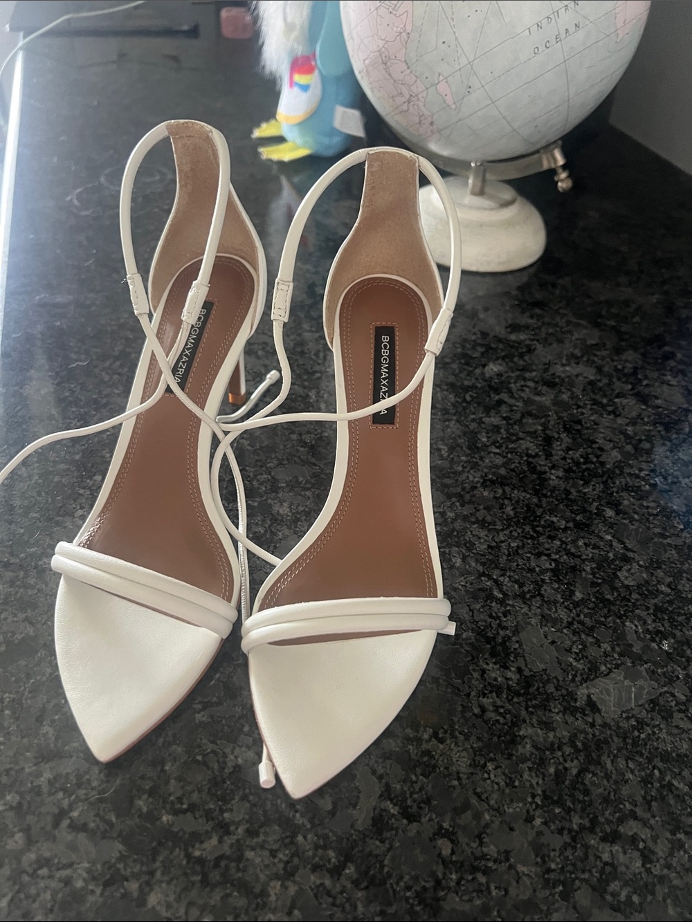 BCBGMaxAzria White Pointed Toe Slingback Heels